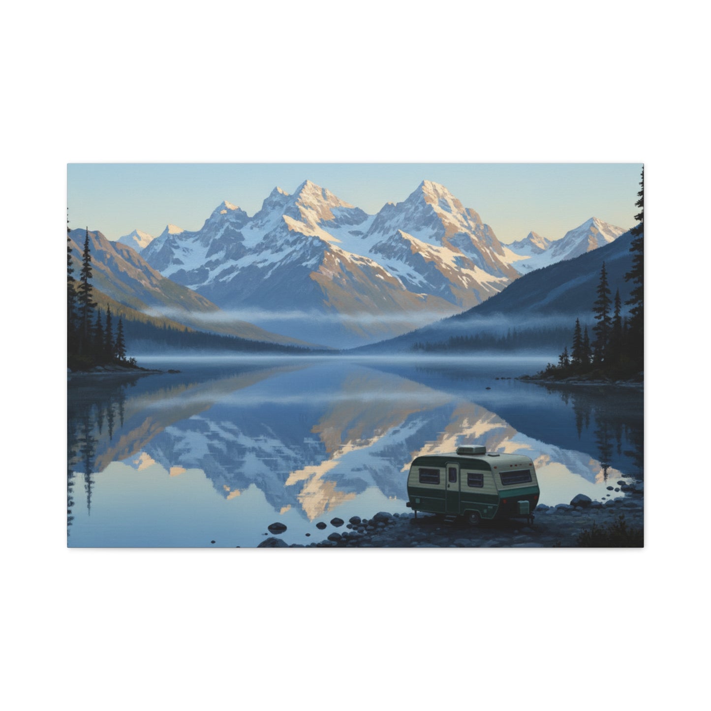 Sunset Mountain RV Canvas – Stretched Matte Wall Art