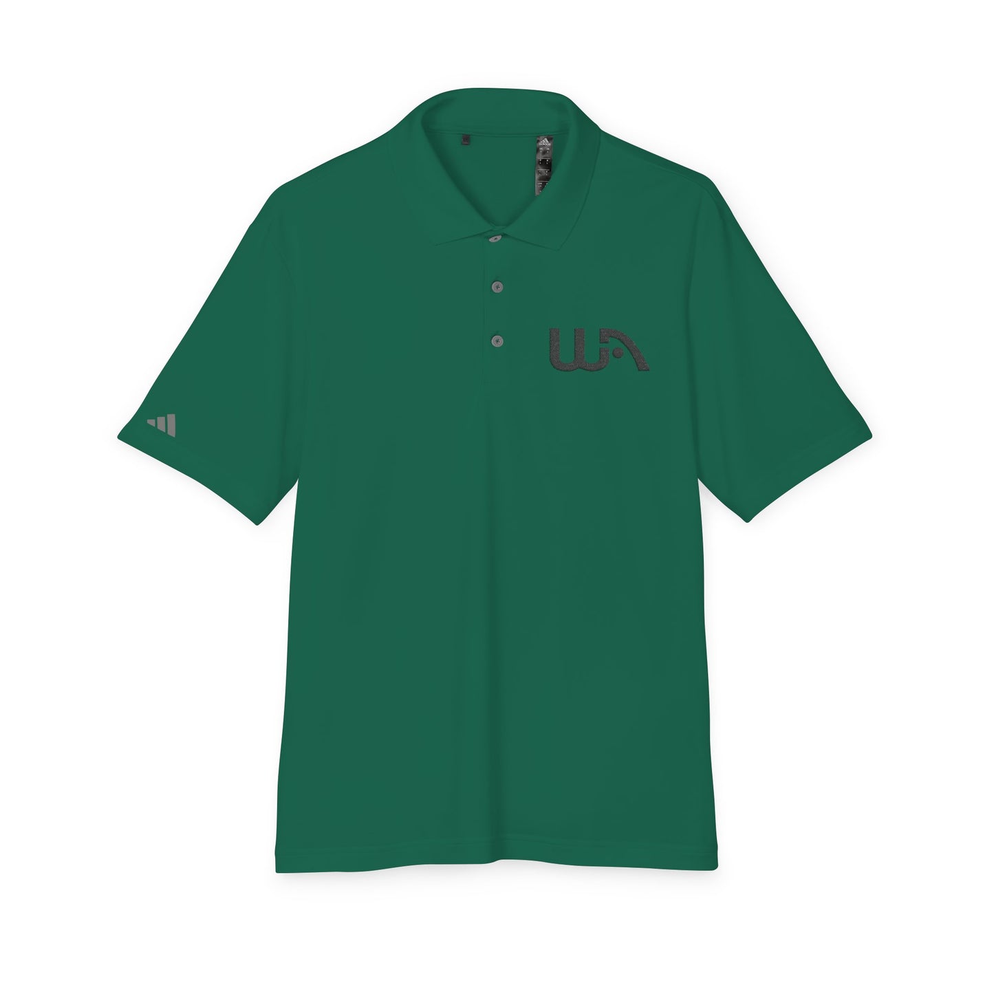 Minimalist White Performance Polo with WA Logo — Breathable Athletic Golf Shirt