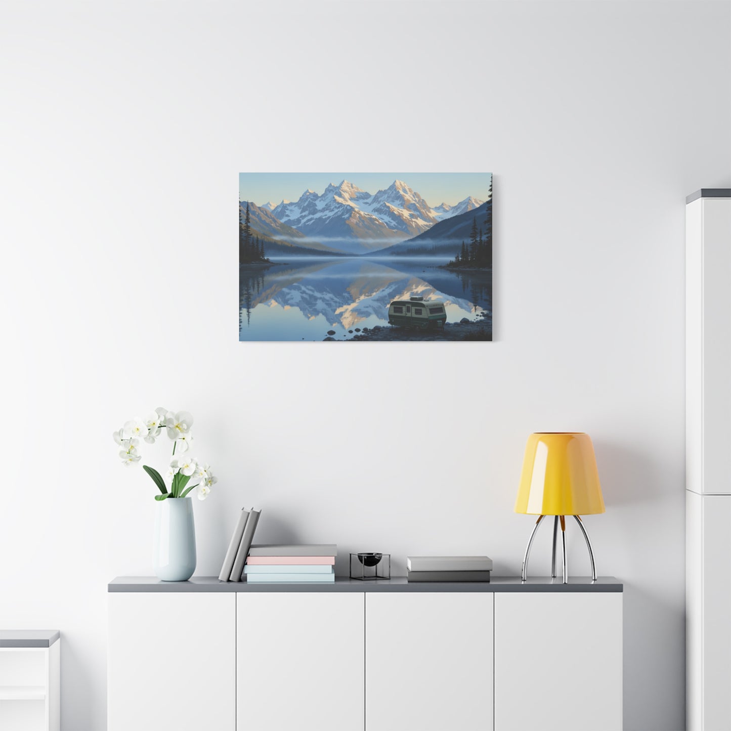 Sunset Mountain RV Canvas – Stretched Matte Wall Art