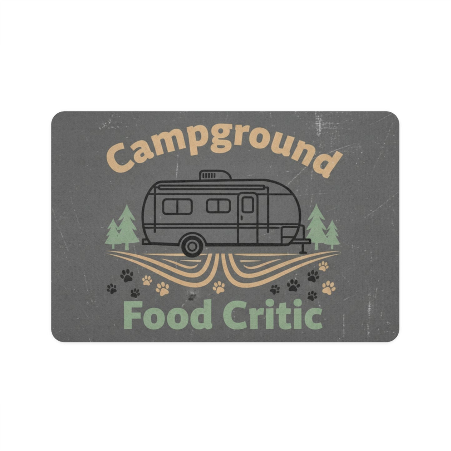Campground Food Critic Pet Food Mat – 12x18 Non-Slip Feeding Mat for Dogs & Cats