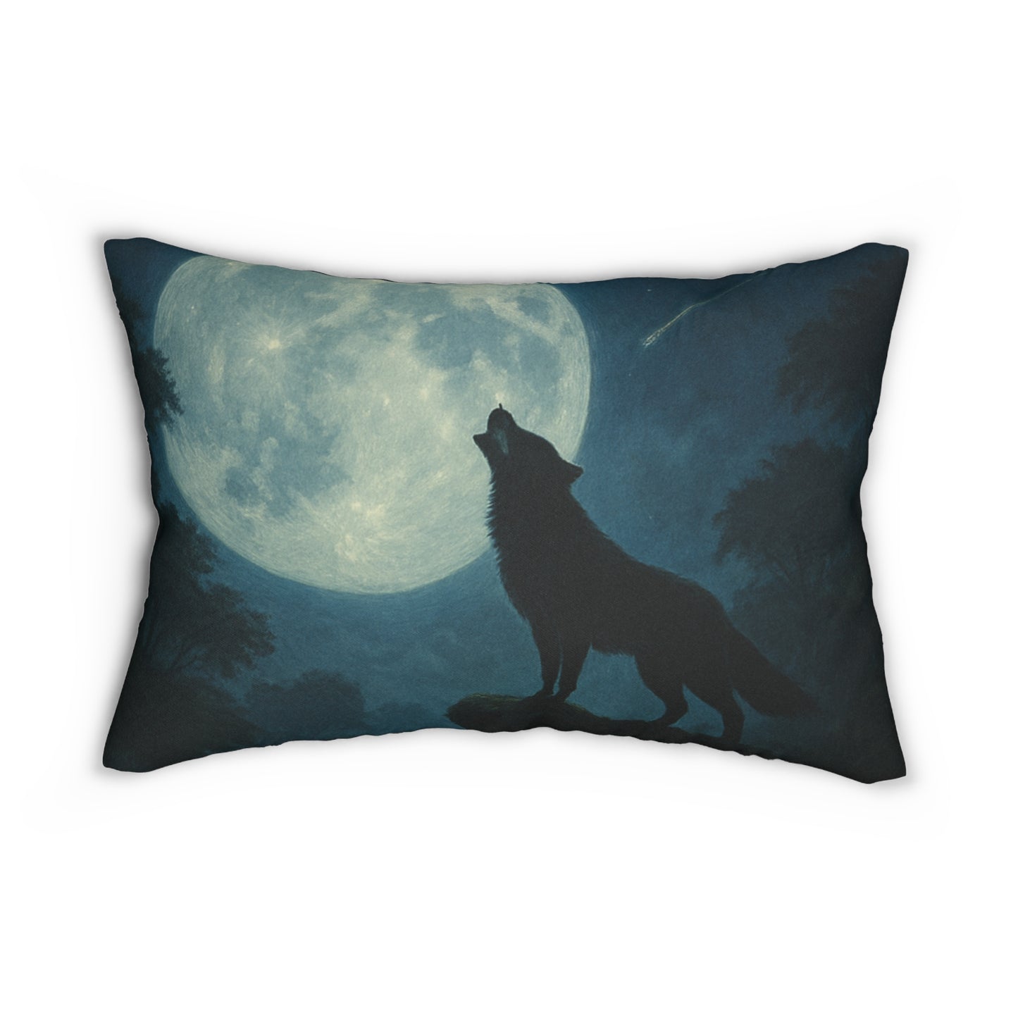 Howling Wolf Lumbar Pillow | Moonlight Decor, Home Accent, Gift for Nature Lovers, Cozy Throw, Bohemian Interior