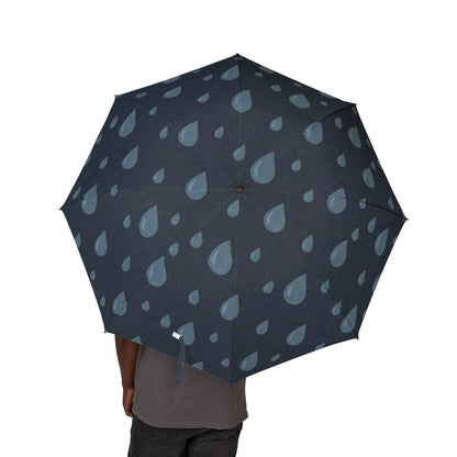 Compact Foldable Umbrella — Blue Raindrop Pattern, Semi‑Automatic Travel Umbrella