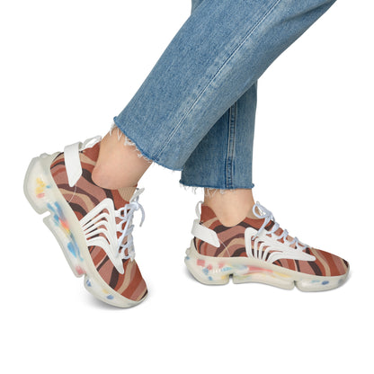 Mesh Sneakers — Women's Brown Zebra Wave Athletic Shoes