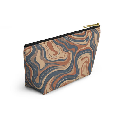 Swirled Earth Tone Accessory Pouch — T‑Bottom Cosmetic Bag