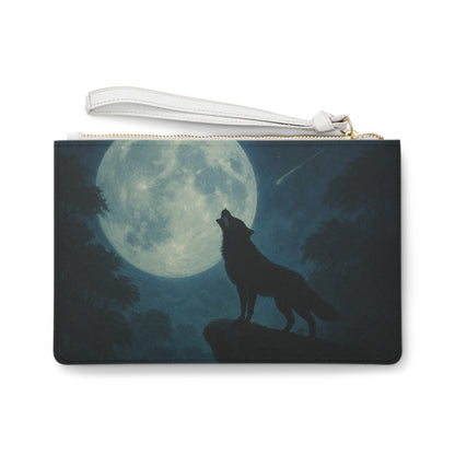 Mystic Wolf Clutch Bag, Celestial Night Purse, Moonlit Wolf Accessory, Gift for Astronomy Lovers, Night Out Essentials