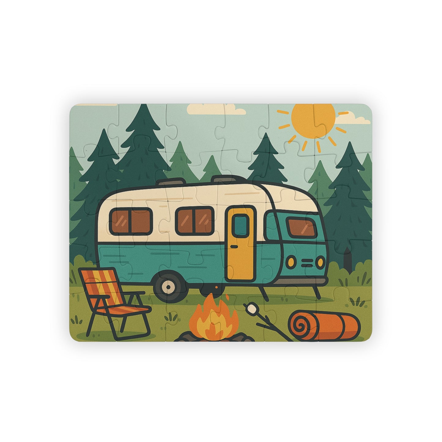 Kids' Camping Adventure Puzzle, 30-Piece, Fun Family Activity, Outdoor Exploration Game, Educational Toy for Kids, Nature-Themed Gift