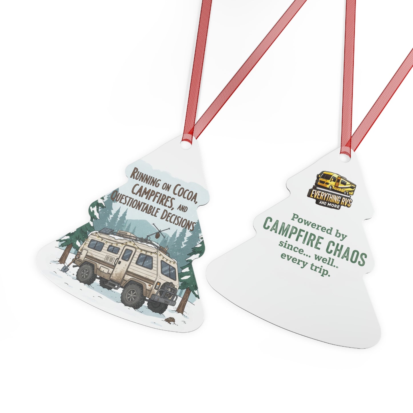 RV Christmas Metal Ornament — "Everything RVs" Holiday Bell Decor