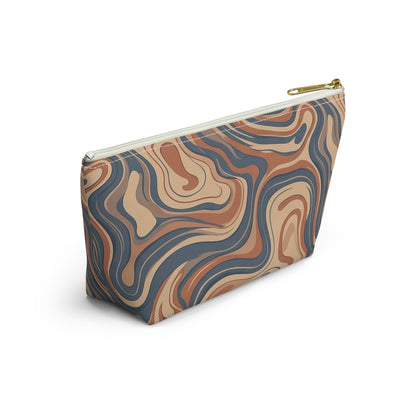 Swirled Earth Tone Accessory Pouch — T‑Bottom Cosmetic Bag