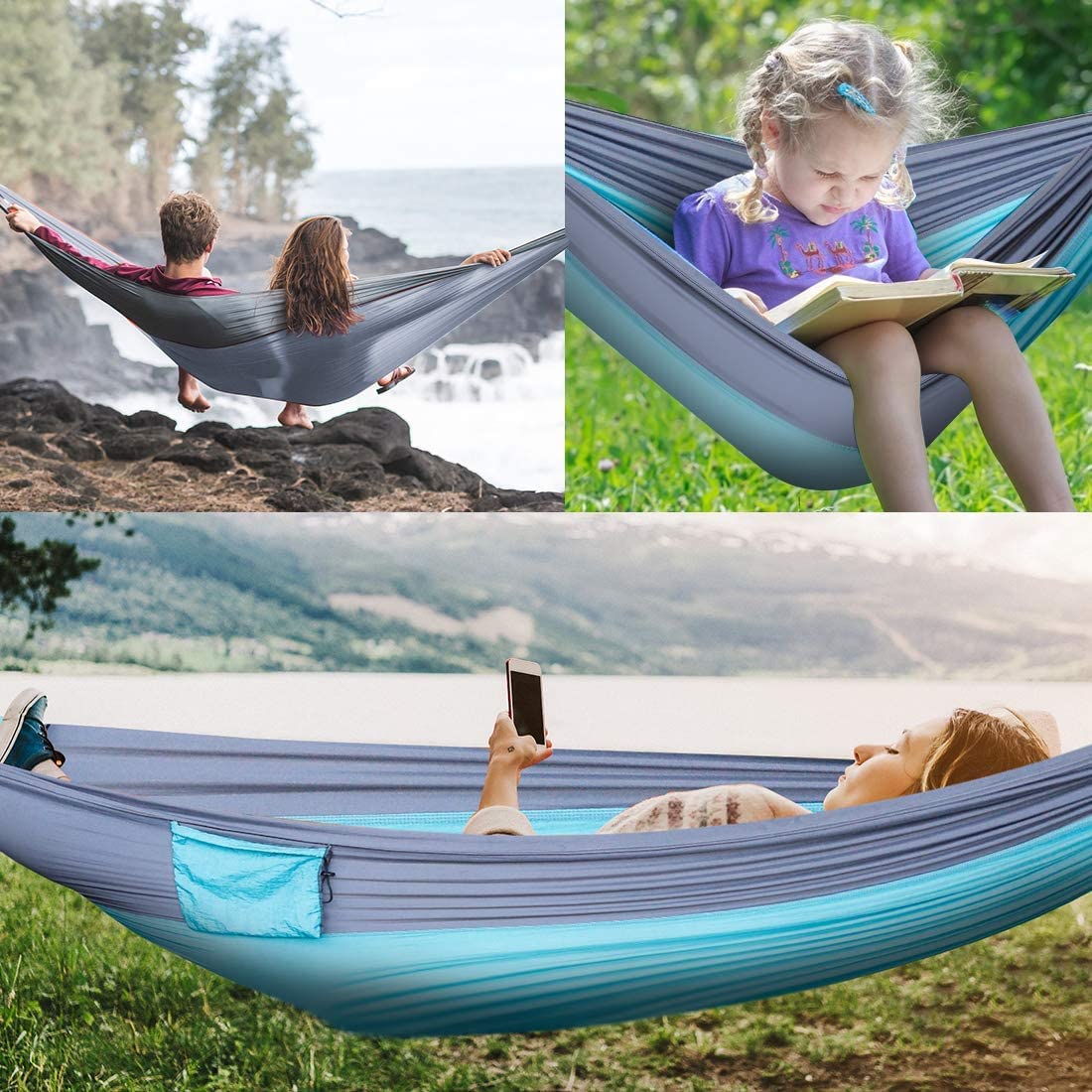 Portable Camping Hammock with Tree Straps