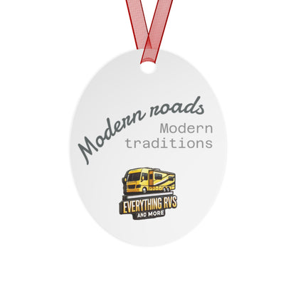 RV Christmas Metal Ornament — "Everything RVs" Holiday Bell Decor