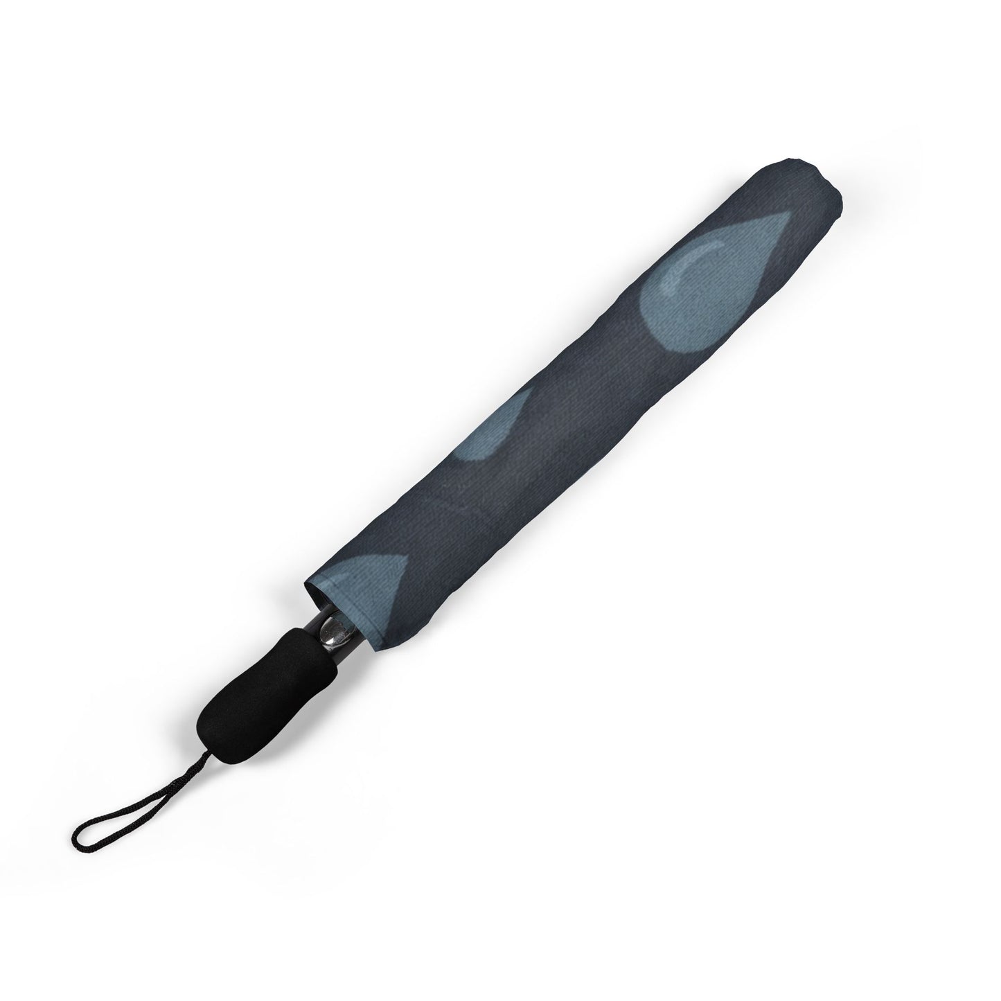 Compact Foldable Umbrella — Blue Raindrop Pattern, Semi‑Automatic Travel Umbrella