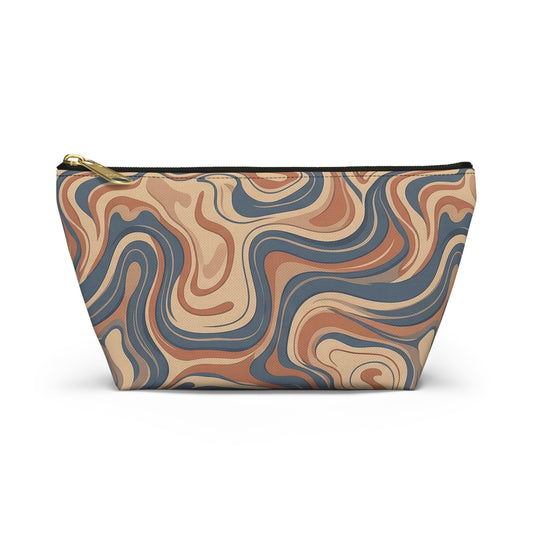 Swirled Earth Tone Accessory Pouch — T‑Bottom Cosmetic Bag