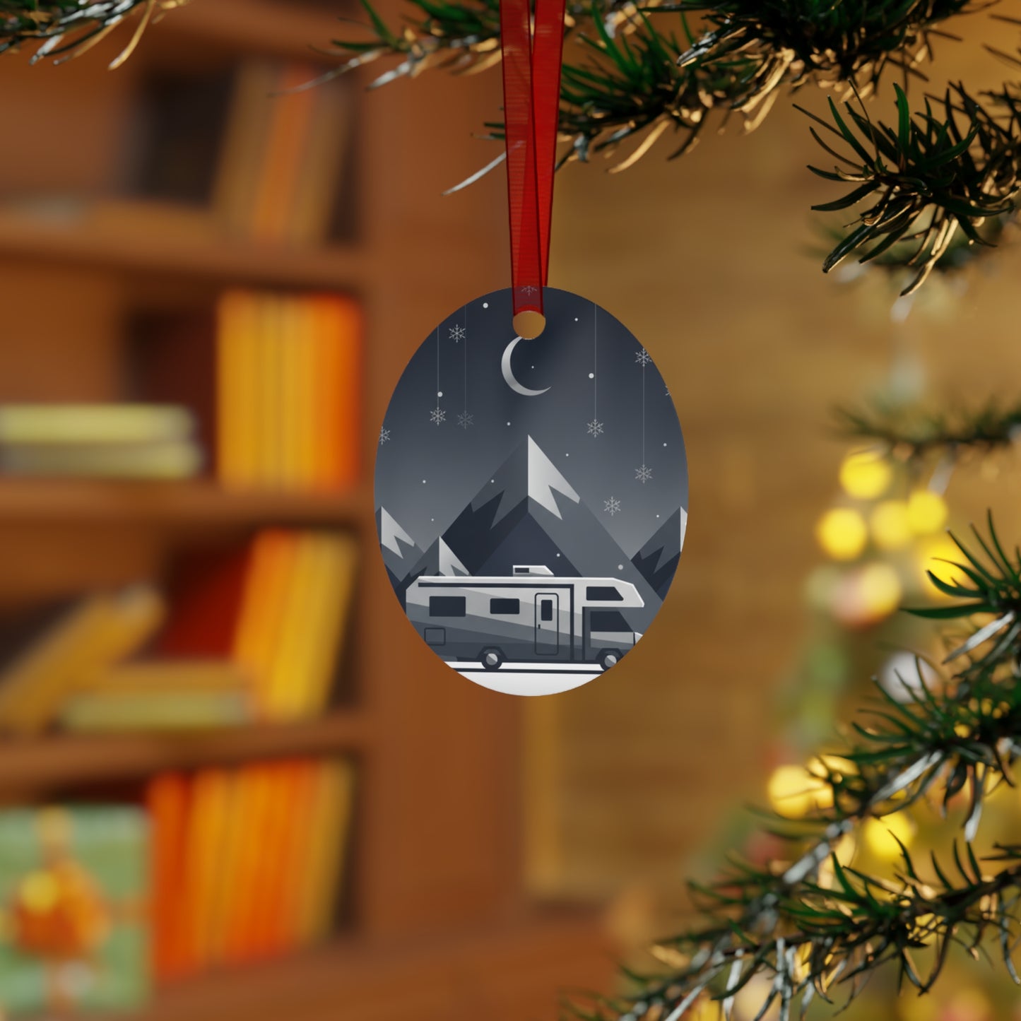 RV Christmas Metal Ornament — "Everything RVs" Holiday Bell Decor