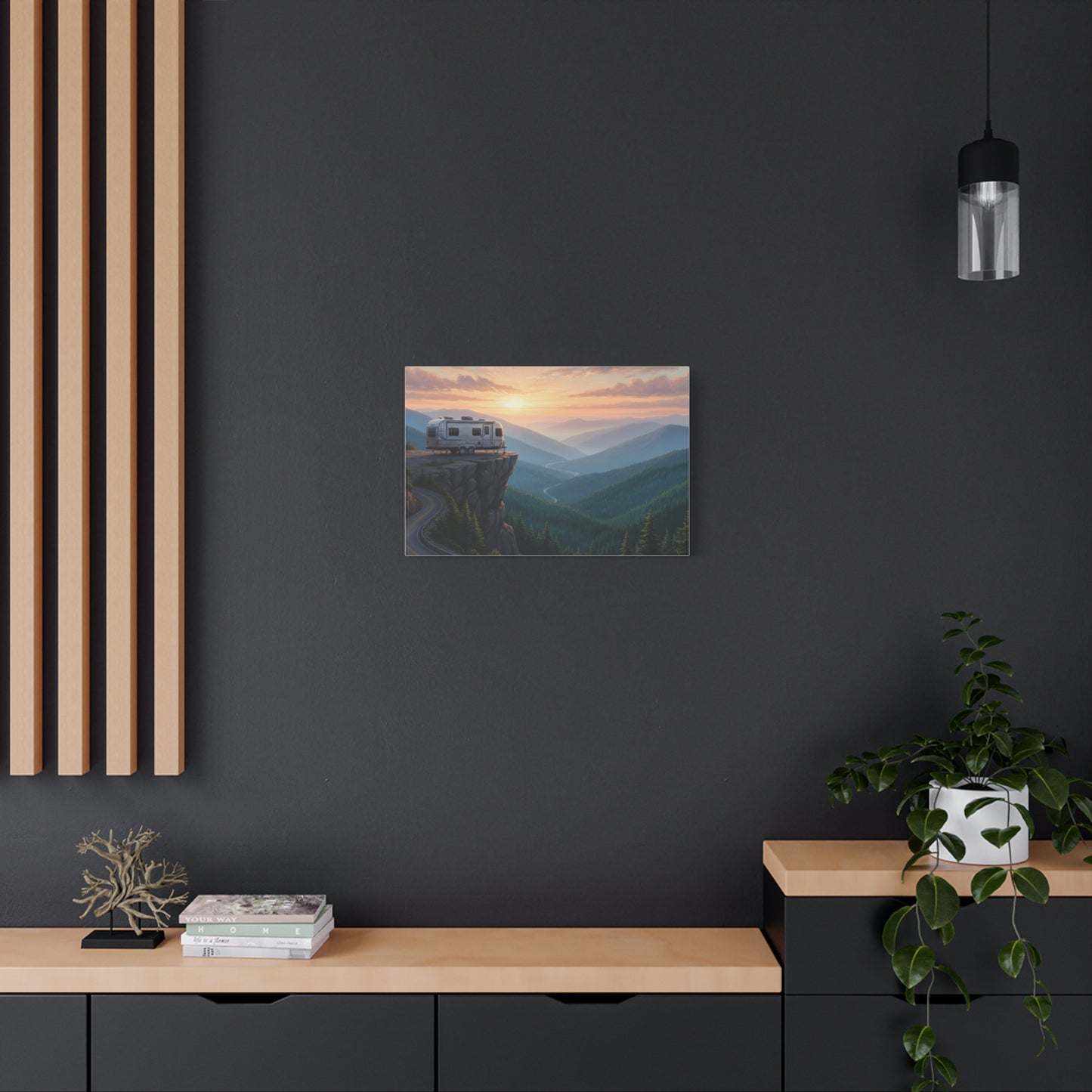 Sunset Mountain RV Canvas – Stretched Matte Wall Art