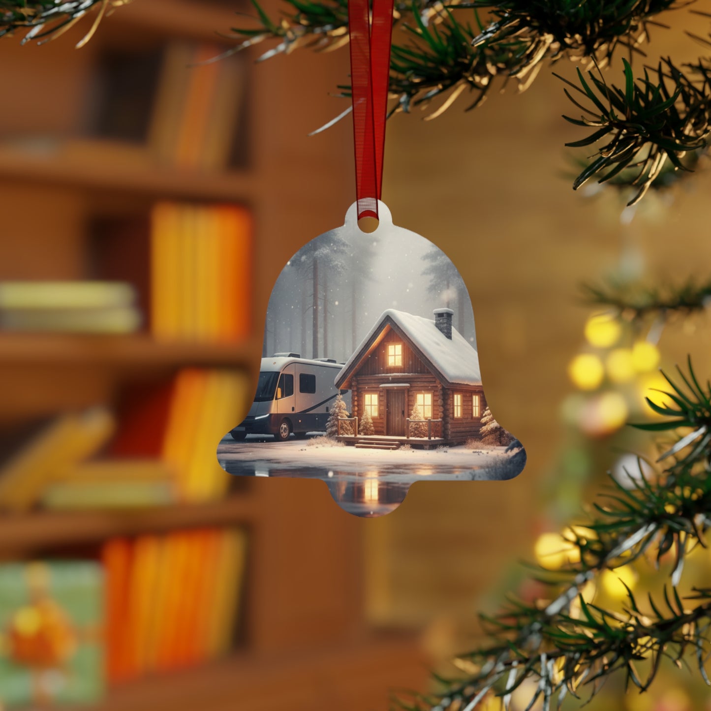 RV Christmas Metal Ornament — "Everything RVs" Holiday Bell Decor