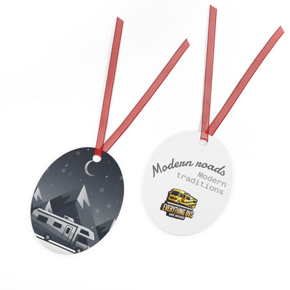 RV Christmas Metal Ornament — "Everything RVs" Holiday Bell Decor