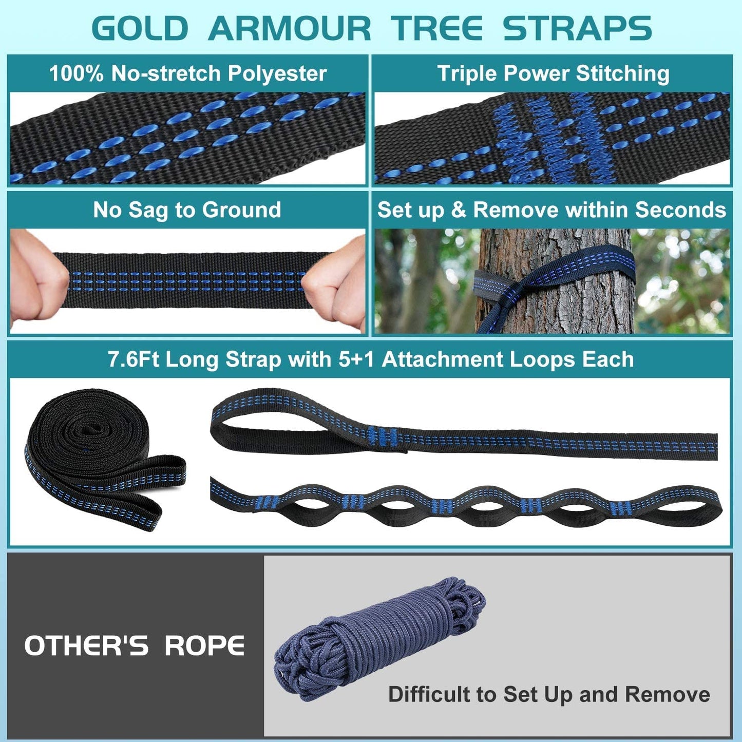 Portable Camping Hammock with Tree Straps