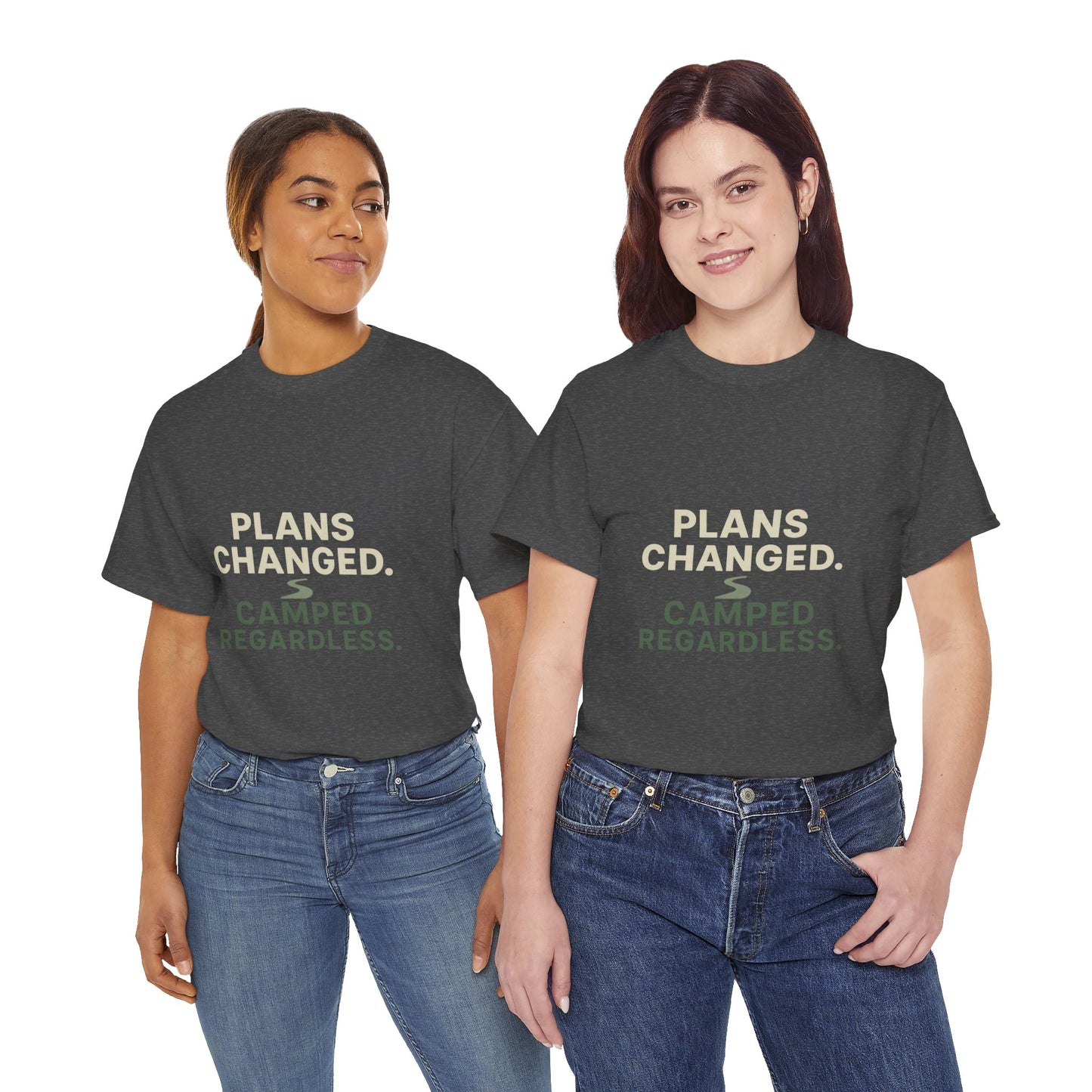 Camping T‑Shirt — "Plans Changed. Camped Regardless." Outdoor Adventure Tee