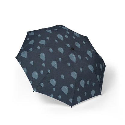 Compact Foldable Umbrella — Blue Raindrop Pattern, Semi‑Automatic Travel Umbrella