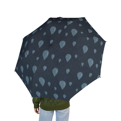 Compact Foldable Umbrella — Blue Raindrop Pattern, Semi‑Automatic Travel Umbrella