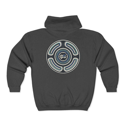 Retro-AI Nomad Badge Hoodie — Full-Zip Travel & Digital Nomad Pullover