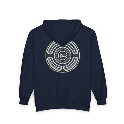 Retro-AI Nomad Badge Hoodie — Full-Zip Travel & Digital Nomad Pullover