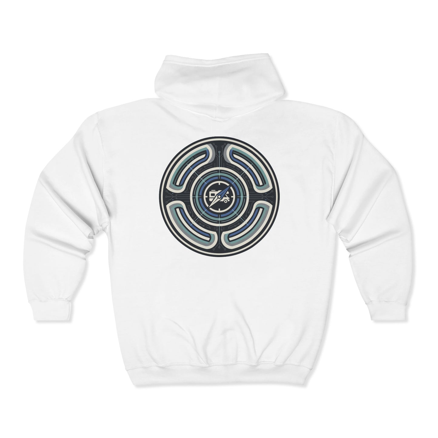 Retro-AI Nomad Badge Hoodie — Full-Zip Travel & Digital Nomad Pullover