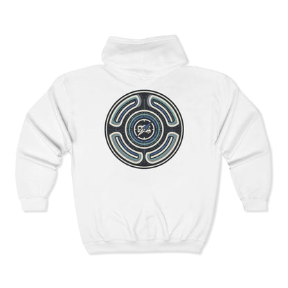 Retro-AI Nomad Badge Hoodie — Full-Zip Travel & Digital Nomad Pullover