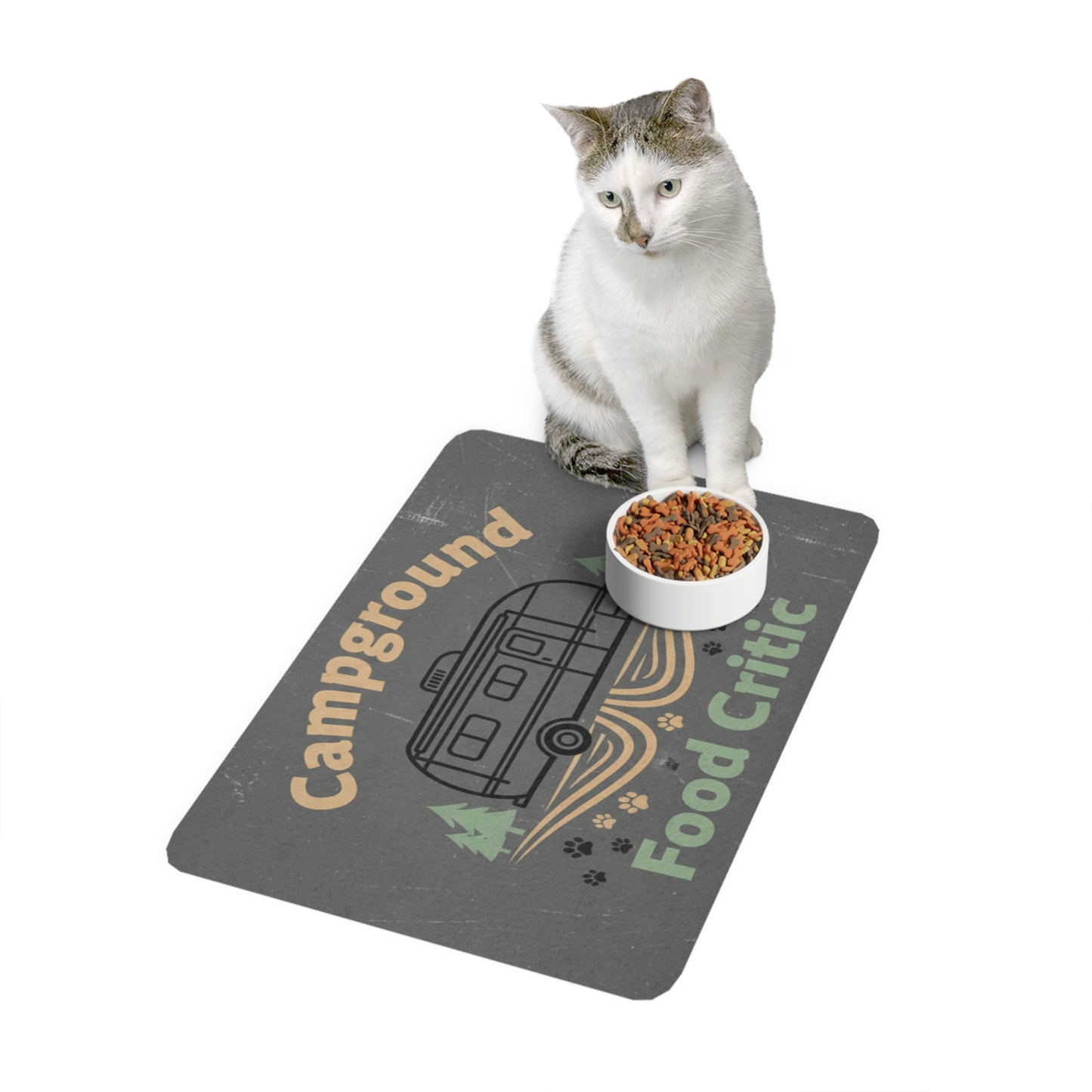 Campground Food Critic Pet Food Mat – 12x18 Non-Slip Feeding Mat for Dogs & Cats