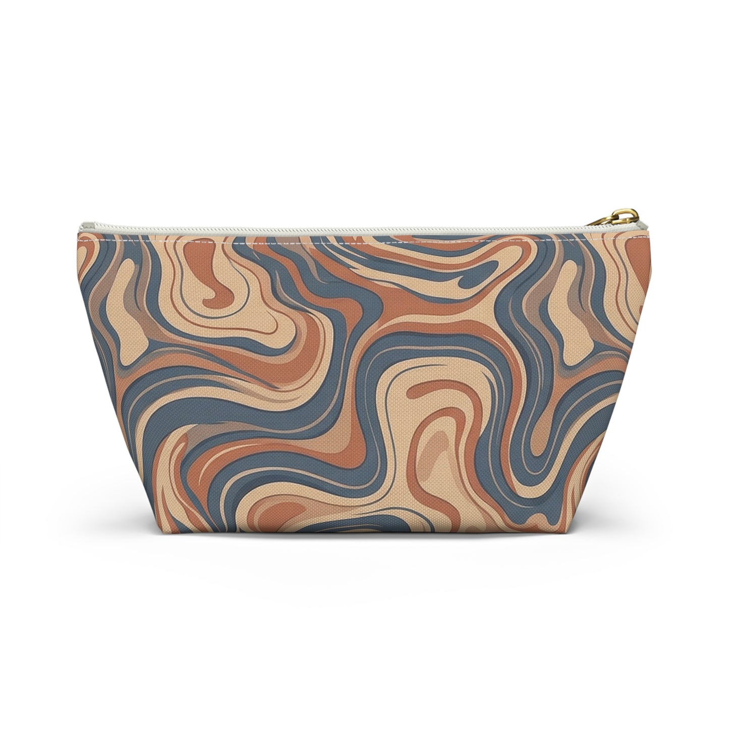Swirled Earth Tone Accessory Pouch — T‑Bottom Cosmetic Bag
