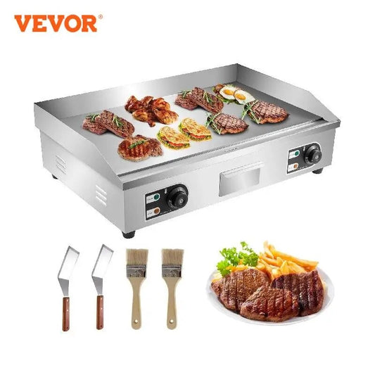 VEVOR Electric Countertop Griddle - Stainless Steel Flat Top Grill for Outdoor Camping Cooking