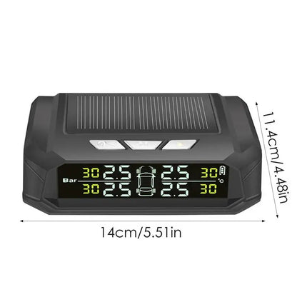 Tire Monitoring System For RV Digital LCD Display Tire Pressure Monitoring System Wireless Solar TPMS 4 Sensors TPMS For Travel